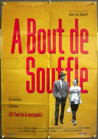 Zm91d A Bout De Souffle Breathless Jean - Luc Godard Rare 1sh Spanish Poster