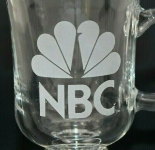 NBC Peacock Engraved Logo Clear Glass Irish Coffee Mug Cup 8 oz 2