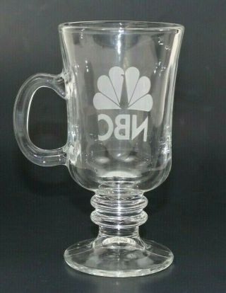 NBC Peacock Engraved Logo Clear Glass Irish Coffee Mug Cup 8 oz 3