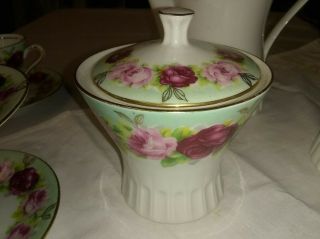 Vintage Porcelain Limoges Espresso Coffee Set Rose Design