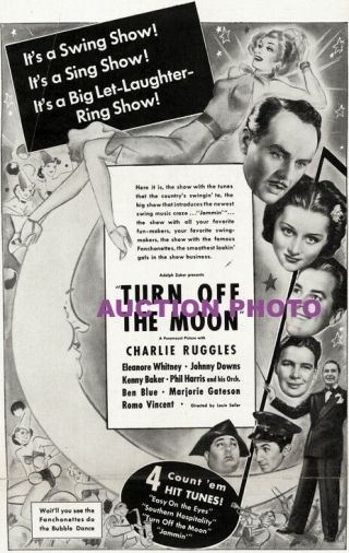 Turn Off The Moon Pressbook,  Charlie Ruggles,  Eleanore Whitney Johnny Downs 1937