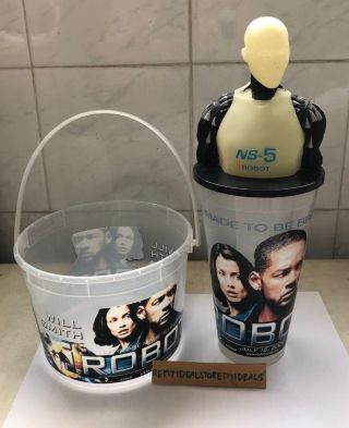 I,  Robot 2004 Movie Topper Cup Figure Set,  Popcorn Bucket Will Smith Sonny