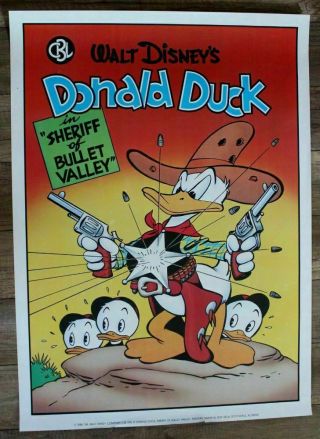 Donald Duck Sheriff Bullet Valley 1986 Carl Barks Another Rainbow Poster Fn