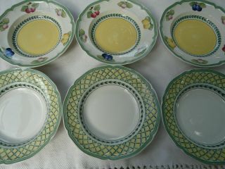 Set Of 6 Villeroy & Boch French Garden Mixed Rimmed Soup Bowls 9 "