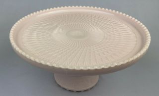 Vintage Shell Pink Jeanette Glass Cake Plate Pedestal Cottage Shabby Decor 10 "