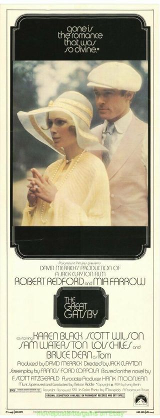 The Great Gatsby Movie Poster 14x36 Insert Robert Redford Mia Farrow 1974