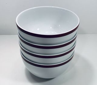 Williams - Sonoma Brasserie Maroon Cereal/Soup Bowl (4) White w/ Maroon Band 3