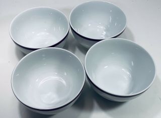 Williams - Sonoma Brasserie Maroon Cereal/Soup Bowl (4) White w/ Maroon Band 6