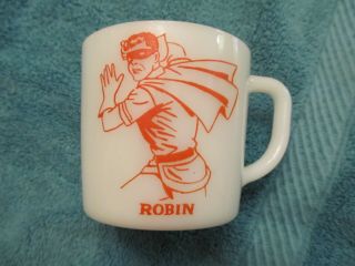 Robin 1966 Milk Glass Coffee Mug Westfield Heat Proof Batman Tv Series Red