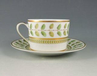 Bernardaud Limoges Constance Porcelain Flat Cup & Saucer Empire Decor Wi