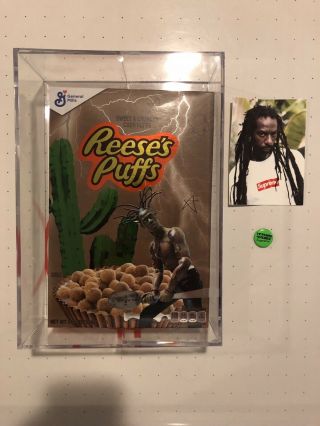 Travis Scott X Reese’s Puffs Limited Edition Cereal,  Supreme Sticker And Pin