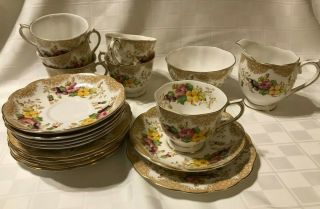 Royal Albert Lovelace China Cup,  Saucer Plate Service For 6 Creamer And Sugar