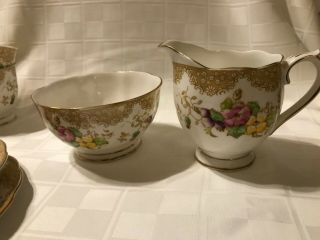 ROYAL ALBERT LOVELACE CHINA CUP,  SAUCER PLATE SERVICE FOR 6 Creamer and Sugar 4