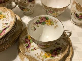 ROYAL ALBERT LOVELACE CHINA CUP,  SAUCER PLATE SERVICE FOR 6 Creamer and Sugar 5