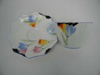 Painted Flower Handle Royal Paragon Hand Painted Cup And Saucer Retro Looking.