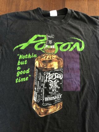Vtg Poison T Shirt 80’s Hair Metal Motley Crue Spring Ford 50/50 Usa Og Concert