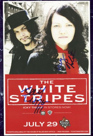 The White Stripes Autographed Gig Poster Jack White,  Meg White Blue Orchid