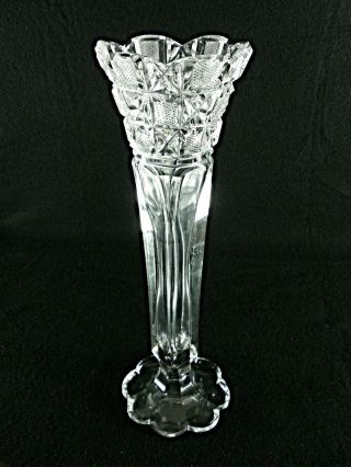 Rare Antique Baccarat Crystal Soliflore Vase W/ Deeply Cut Diamonds Pattern