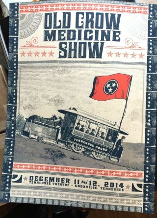 Old Crow Medicine Show Knoxville Tn 2014 Poster Silkscreen Print S/n /180 Ocms