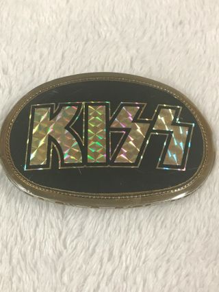 Kiss 1977 Vintage Belt Buckle With Aucoin Sticker - Rare