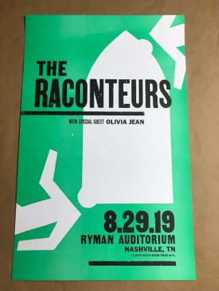 Raconteurs Hatch Show Print Ryman 8/29/19 Nashville Tn Jack White 2019