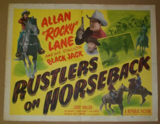 1950 Allan " Rocky " Lane In " Rustlers On Horseback " Movie Poster