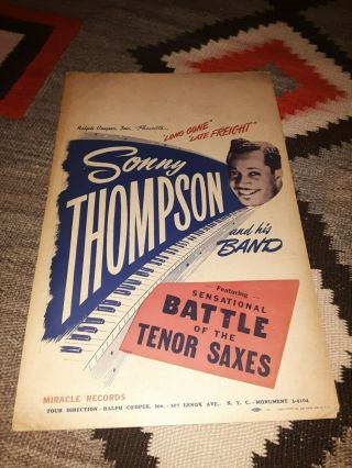 Sonny Thompson And His Band Concert Poster 22 X 14 1949