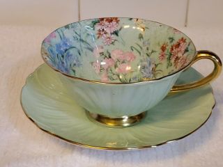 Shelley Melody Chintz Oleander Cup & Saucer - Green