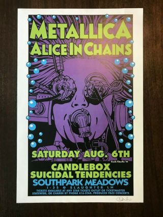 Metallica / Alice In Chains - Rare - Concert Poster - Uncle Charlie Signed