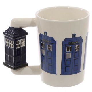 Novelty Ceramic Shaped Handle Police Box Mug Men Boys Dr Who Gift Tv Christmas