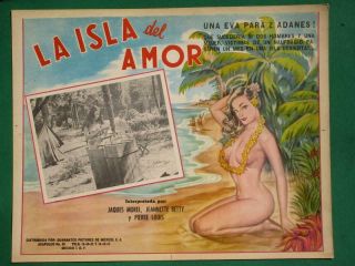 Breasts Sexy Babe Beach Art Spanish Mexican Lobby Card