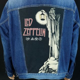 Led Zeppelin Levis Denim Jacket Zoso Blue Jean Trucker Upcycle Adult Large