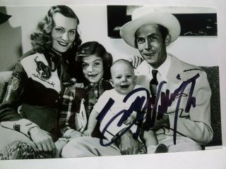 Hank Williams Jr Hand Signed Autograph 4x6 Photo As A Baby With Hank Sr