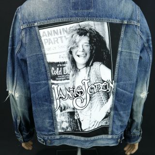 Janis Joplin Levis Denim Jacket Distressed Big Brother Blue Trucker Adult Xlarge
