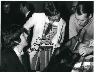 George Martin &w/ Lennon & Paul Signed 8x11 Autograph Photo & Rare Photo 2 For 1