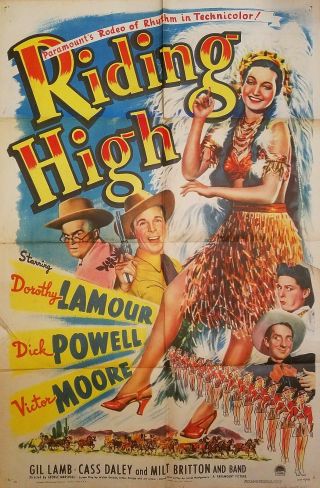 Riding High (1943) Dorothy Lamour In Sarong Dick Powell Orig 27x41 1 - Sheet