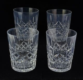 4 Waterford Lismore Ireland Double Old Fashioned Tumblers Barware Glasses Signed