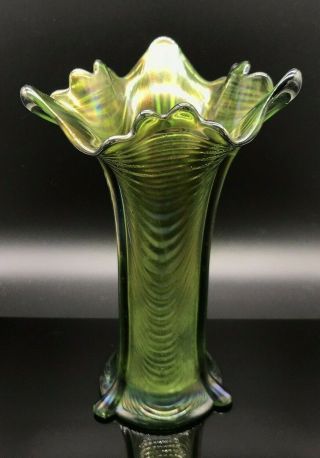 Northwood Carnival Glass Green Drapery Vase