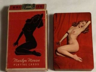 Vintage 1950s Marilyn Monroe On Red Velvet Nude Playing Cards