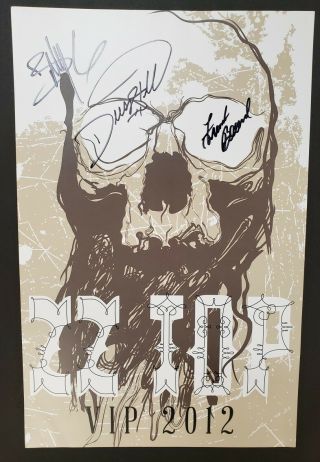 Zz Top Signed By Band Vip 2012 Tour Promo Poster Autograph