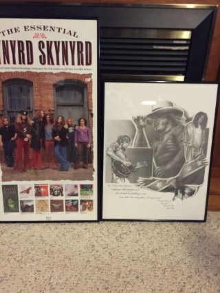 Lynyrd Skynyrd framed posters,  one is a promo poster the other a sketch 5