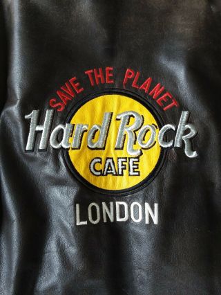 Vtg Hard Rock Cafe LONDON Brown Leather Bomber Jacket Sz.  XL 2