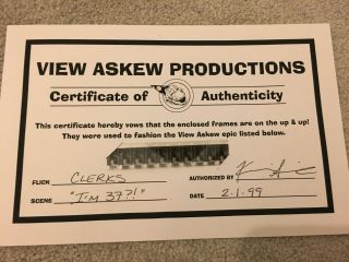 Kevin Smith Signed - Clerks Film Cells - Rare Item " I 
