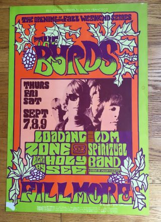 The Byrds 1967 Bg 82 Fillmore Poster