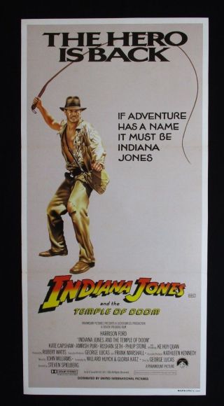 Indiana Jones Temple Of Doom 1984 Orig Australian Daybill Movie Poster Spielberg