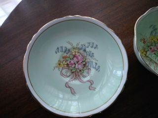 Paragon England floral bouquet Mother tea cup saucer wide,  double warrant green 5