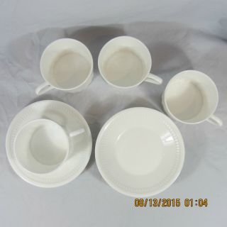 Wedgwood Colosseum cups saucers set 4 white embossed rim bar beaded bicentenary 2
