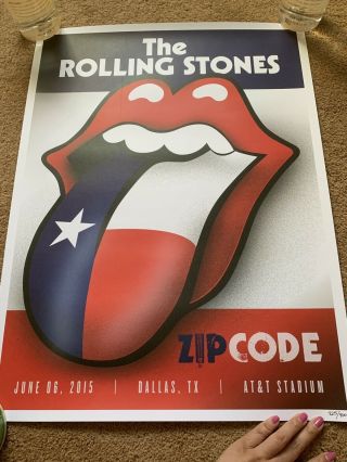 The Rolling Stones Zip Code 6/6/15 Dallas Tx Limited Edition 225/900 Lithograph