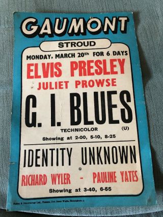 March 1961 Elvis Presley " G.  I Blues’’ Cinema Movie Poster Stroud Glos