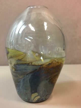 Vintage R L Fritz,  Studio Art Glass Vase,  4 1/4 " Ht,  3 " Diameter Illinois Art